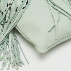 Loewe Pastel Green Leather Paulas Ibiza Edition Vertical Fringe Tote