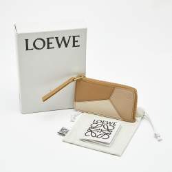 Pre Owned Loewe Multicolor Leather Puzzle Zip Card Holder