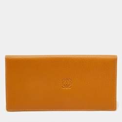 Pre Owned Loewe Brown Leather Anagram Long Wallet
