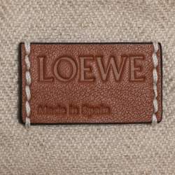 Pre Owned حقيبة دلو برباط لويفي قش وقماش بلون بيج/بني