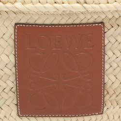 Pre Owned حقيبة دلو برباط لويفي قش وقماش بلون بيج/بني