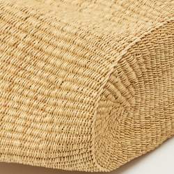Pre Owned Loewe Beige/Brown Woven Raffia and Leather Shell Basket Tote
