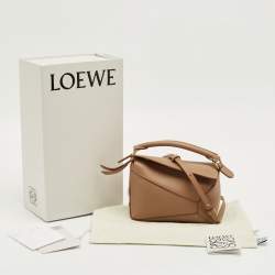 Pre Owned Loewe Brown Leather Mini Puzzle Shoulder Bag