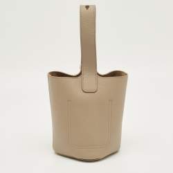 Pre Owned Loewe Beige Leather Mini Pebble Bucket Bag