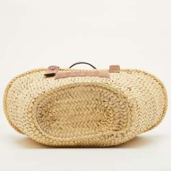 Pre Owned Loewe Beach Basket Beige/Tan Leather and Raffia Tote