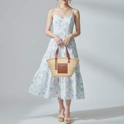 Pre Owned Loewe Beach Basket Beige/Tan Leather and Raffia Tote