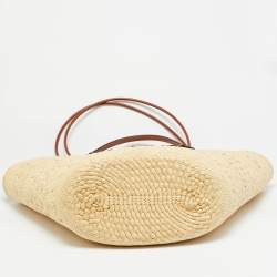 Pre Owned Loewe Anagram Medium Brown/Natural Iraca Palm Basket Tote