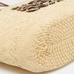 Pre Owned Loewe Anagram Medium Brown/Natural Iraca Palm Basket Tote