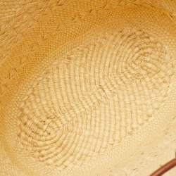 Pre Owned Loewe Anagram Medium Brown/Natural Iraca Palm Basket Tote