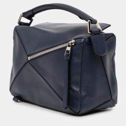 مملوكة مسبقًا حقيبة ساتشيل لويفي بزل صغيرة جلد العجل زرقاء