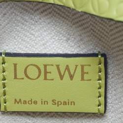 Pre Owned Loewe T Mini Green Anagram Embossed Leather Pouch 