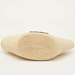 Pre Owned Loewe Anagram Small Beige/Black Raffia and Leather Beach Bag
