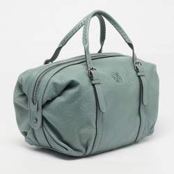 Pre Owned Loewe Canela 35 Mint Green Embossed Leather Satchel