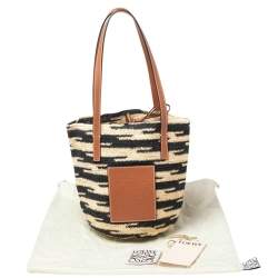 Pre Owned LOEWE Shigra Pattern Woven Straw Basket Bag