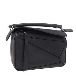 Loewe Black Leather Mini Puzzle Top Handle Bag