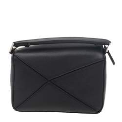 Loewe Black Leather Mini Puzzle Top Handle Bag