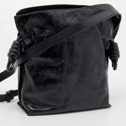 Pre Owned حقيبة كتف لويفي فلامنكو جلد لامع مجعد أسود بعقدة