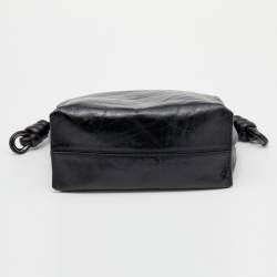 Pre Owned حقيبة كتف لويفي فلامنكو جلد لامع مجعد أسود بعقدة