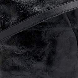 Pre Owned حقيبة كتف لويفي فلامنكو جلد لامع مجعد أسود بعقدة