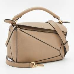 Pre Owned Loewe Beige Leather Small Puzzle Shoulder Bag