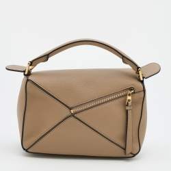 Pre Owned Loewe Beige Leather Small Puzzle Shoulder Bag