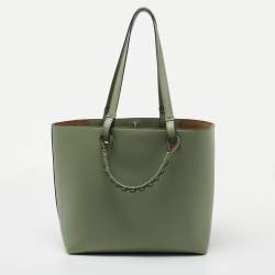 Loewe Green Leather Medium Anagram Tote