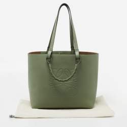 Loewe Green Leather Medium Anagram Tote