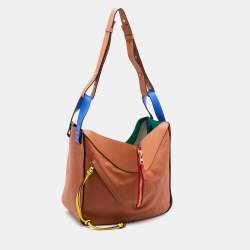 Pre Owned Loewe Brown/Blue Leather Medium Stars Hammock Shoulder Bag