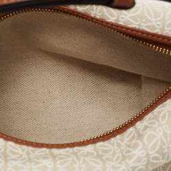 Pre Owned Loewe Beige/Brown Logo Jacquard Canvas and Leather Cubi Anagram Bag