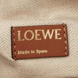 Pre Owned Loewe Beige/Brown Logo Jacquard Canvas and Leather Cubi Anagram Bag