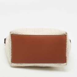 Pre Owned Loewe Beige/Brown Logo Jacquard Canvas and Leather Cubi Anagram Bag