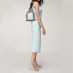 Pre Owned Loewe Blue Indigo/White Washed Denim Sailor Mermaid Mini Drawstring Bag