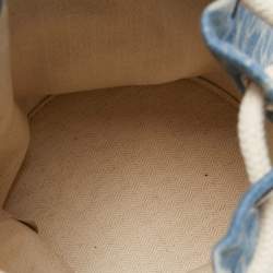 Pre Owned Loewe Blue Indigo/White Washed Denim Sailor Mermaid Mini Drawstring Bag