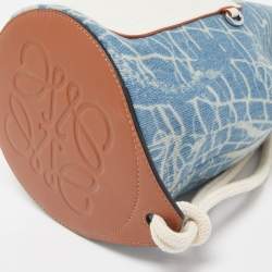 Pre Owned Loewe Blue Indigo/White Washed Denim Sailor Mermaid Mini Drawstring Bag