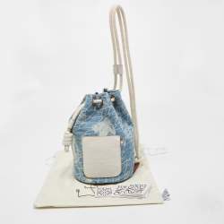 Pre Owned Loewe Blue Indigo/White Washed Denim Sailor Mermaid Mini Drawstring Bag