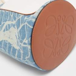 Pre Owned Loewe Blue Indigo/White Washed Denim Sailor Mermaid Mini Drawstring Bag