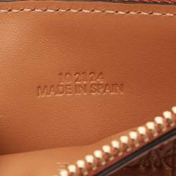 Pre Owned Loewe Tan Anagram Leather Zip Card Holder 
