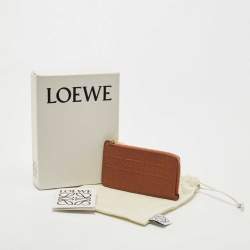 Pre Owned Loewe Tan Anagram Leather Zip Card Holder 