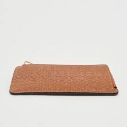 Pre Owned Loewe Tan Anagram Leather Zip Card Holder 