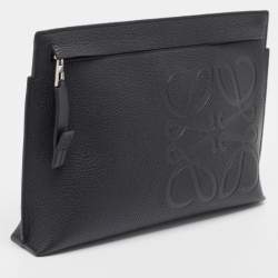 Pre Owned Loewe Black Leather Anagram T Pouch