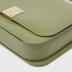 Pre Owned Loewe Avocado Green Leather Goya Shoulder Bag