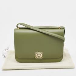 Pre Owned Loewe Avocado Green Leather Goya Shoulder Bag
