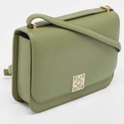 Pre Owned Loewe Avocado Green Leather Goya Shoulder Bag