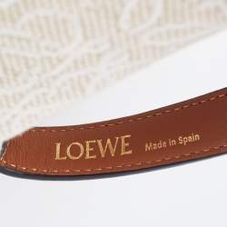 Loewe Ecru/Tan Jacquard Canvas and Leather Small Cubi Anagram Shoulder Bag
