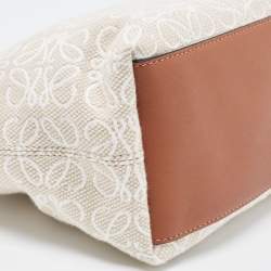 Loewe Ecru/Tan Jacquard Canvas and Leather Small Cubi Anagram Shoulder Bag