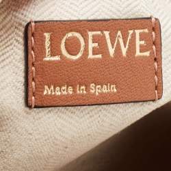Loewe Ecru/Tan Jacquard Canvas and Leather Small Cubi Anagram Shoulder Bag