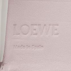 Pre Owned Loewe White Leather Small Crystal Flower Heel Pouch