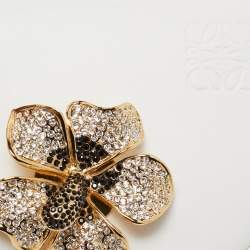 Pre Owned Loewe White Leather Small Crystal Flower Heel Pouch