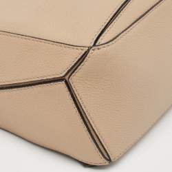 Pre Owned Loewe Beige Leather Small Puzzle Shoulder Bag