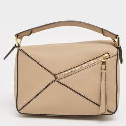 Pre Owned Loewe Beige Leather Small Puzzle Shoulder Bag